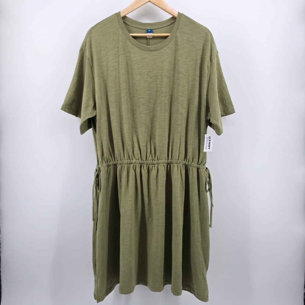 NEW Old Navy Womens Elastic Waist Saguaro Green Cotton T-Shirt Dress Size XL